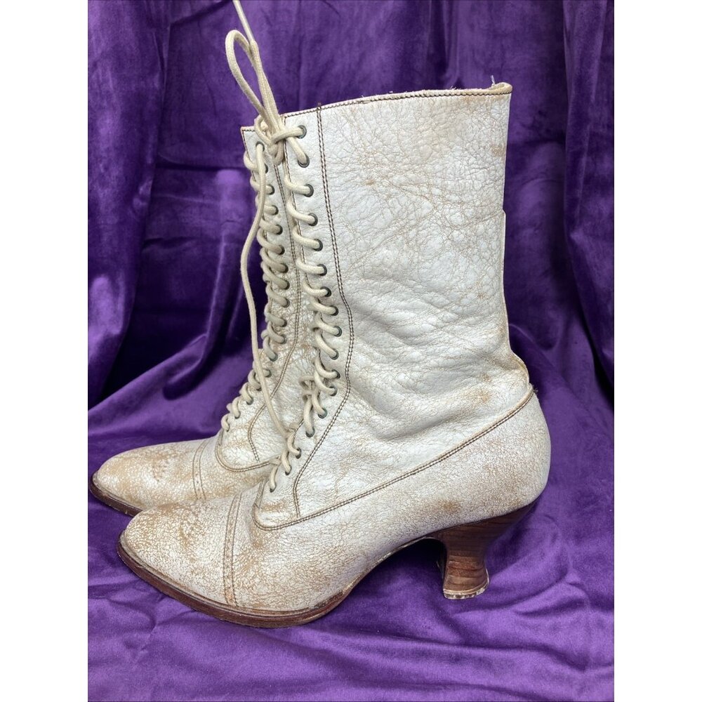 Sz 8 Oak Tree Frontier Distressed Crackle Victorian Cowgirl Boots Western